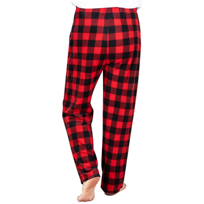 Men's Red & Black Plaid Fleece Pajama Pants