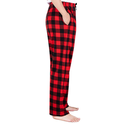 Men's Red & Black Plaid Fleece Pajama Pants