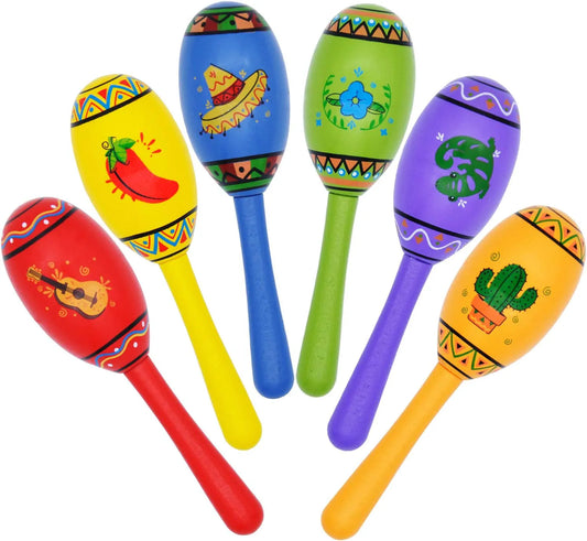 Mini Wooden Fiesta Maracas - Set of 24