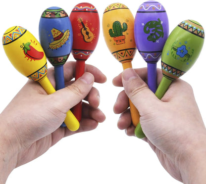 Mini Wooden Fiesta Maracas - Set of 24