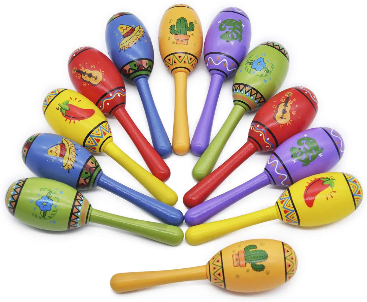 Mini Wooden Fiesta Maracas - Set of 24