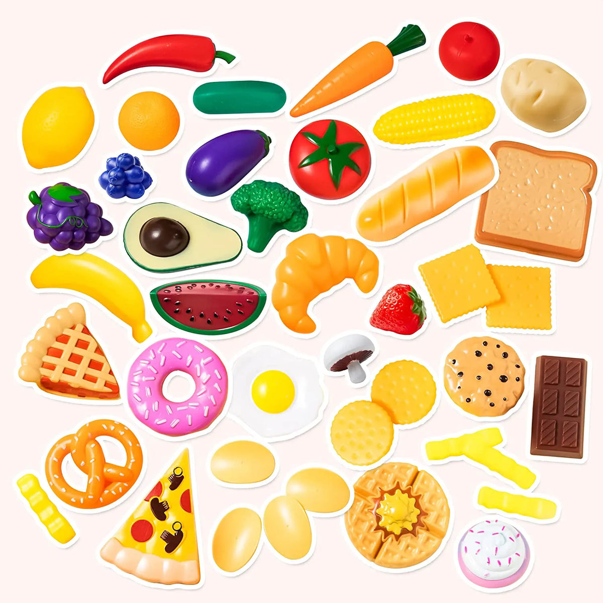 50-Piece Plastic Play Food Set