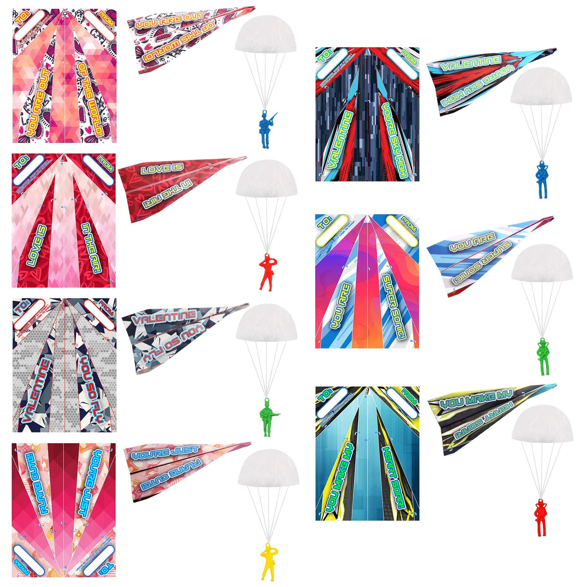 28-Piece Paper Plane with Parachute Toy Set for Kids