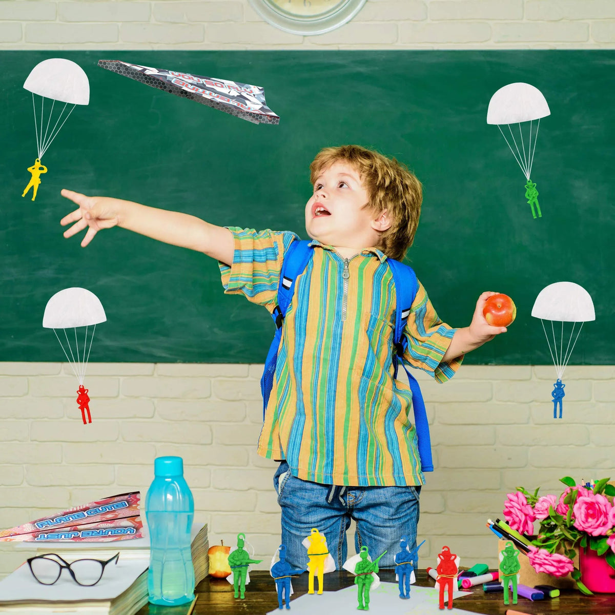 28-Piece Paper Plane with Parachute Toy Set for Kids