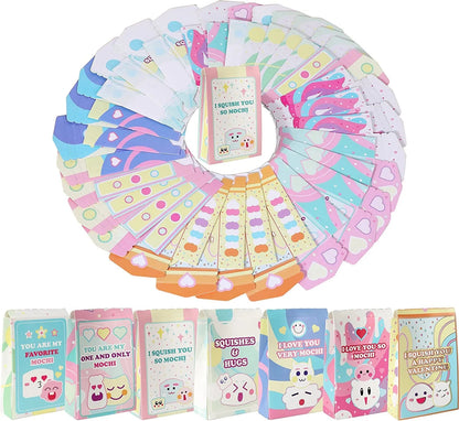 28-Pack Mochi Squishy Toys with Valentine's Day Cards for Classroom Exchange