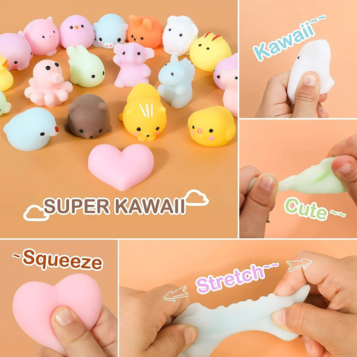 28-Pack Mochi Squishy Toys with Valentine's Day Cards for Classroom Exchange