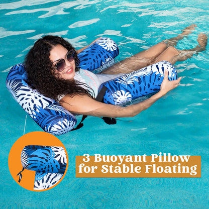 Inflatable Pool Floats with Plant Pattern Lounge Chairs for Adults