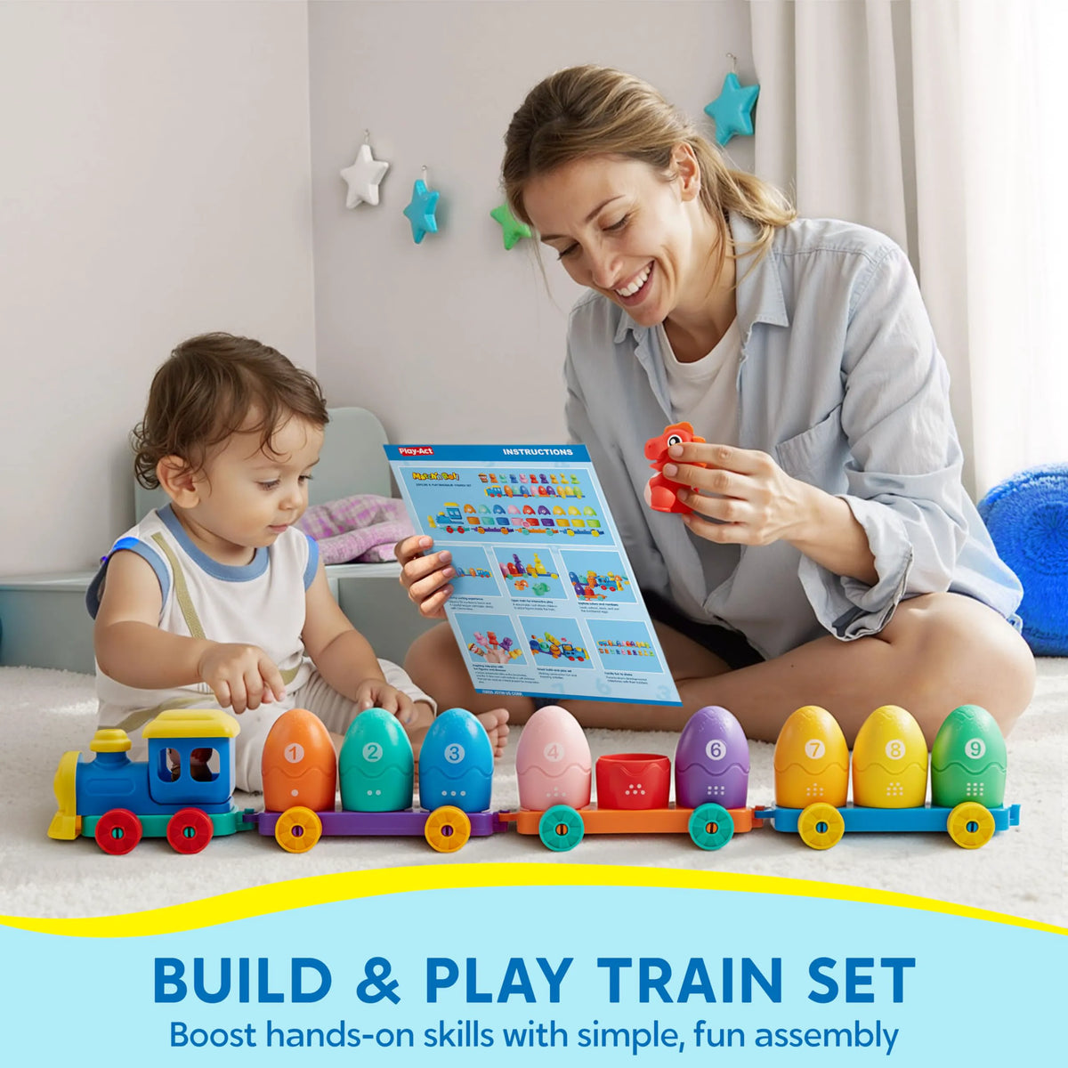 Montessori Dinosaur Number Train Toy - Counting, Matching & Sorting Learning Toy with 9 Dinosaurs for Toddlers 1-3 Years