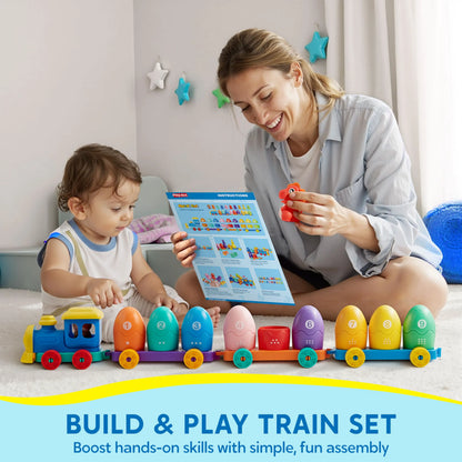 Montessori Dinosaur Number Train Toy - Counting, Matching & Sorting Learning Toy with 9 Dinosaurs for Toddlers 1-3 Years