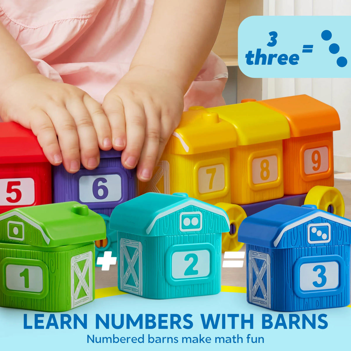 Montessori Farm Number Train Toy - Counting, Matching & Sorting with 9 Farm Animals for Toddlers 1-3