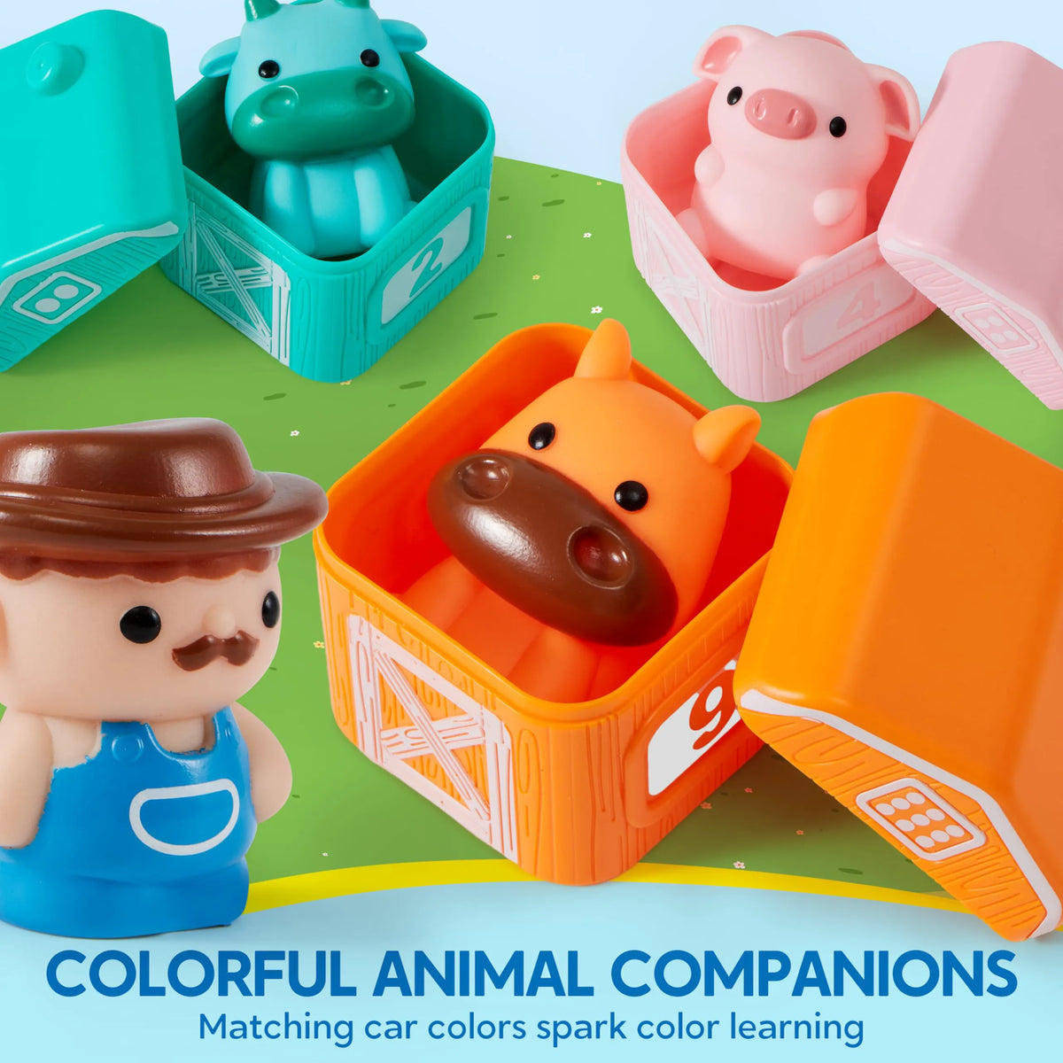 Montessori Farm Number Train Toy - Counting, Matching & Sorting with 9 Farm Animals for Toddlers 1-3