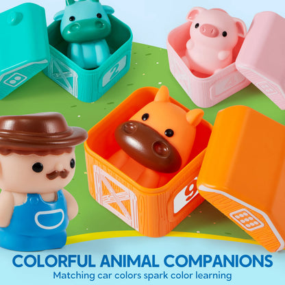 Montessori Farm Number Train Toy - Counting, Matching & Sorting with 9 Farm Animals for Toddlers 1-3