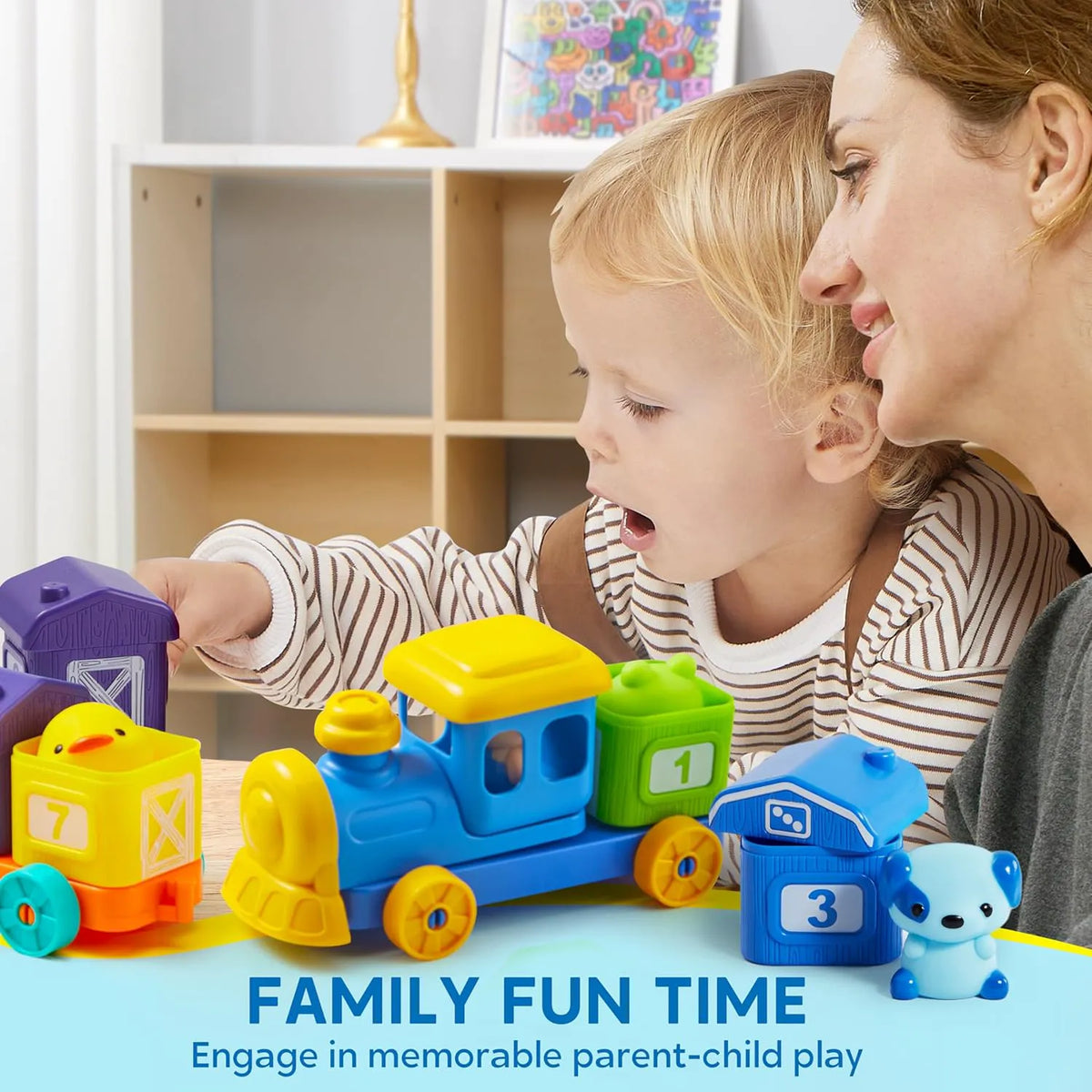 Montessori Farm Number Train Toy - Counting, Matching & Sorting with 9 Farm Animals for Toddlers 1-3
