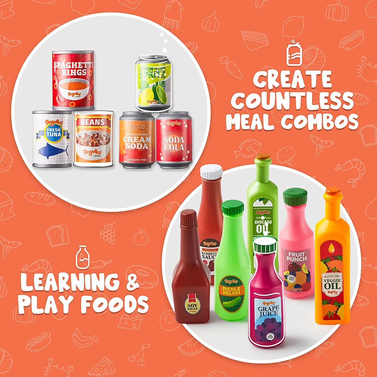 Play Food Grocery Cans, 30 Pieces