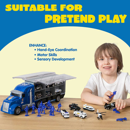25-in-1 Police Carrier Truck Toy Set