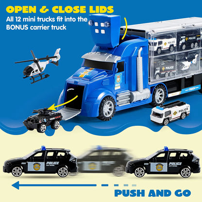 25-in-1 Police Carrier Truck Toy Set