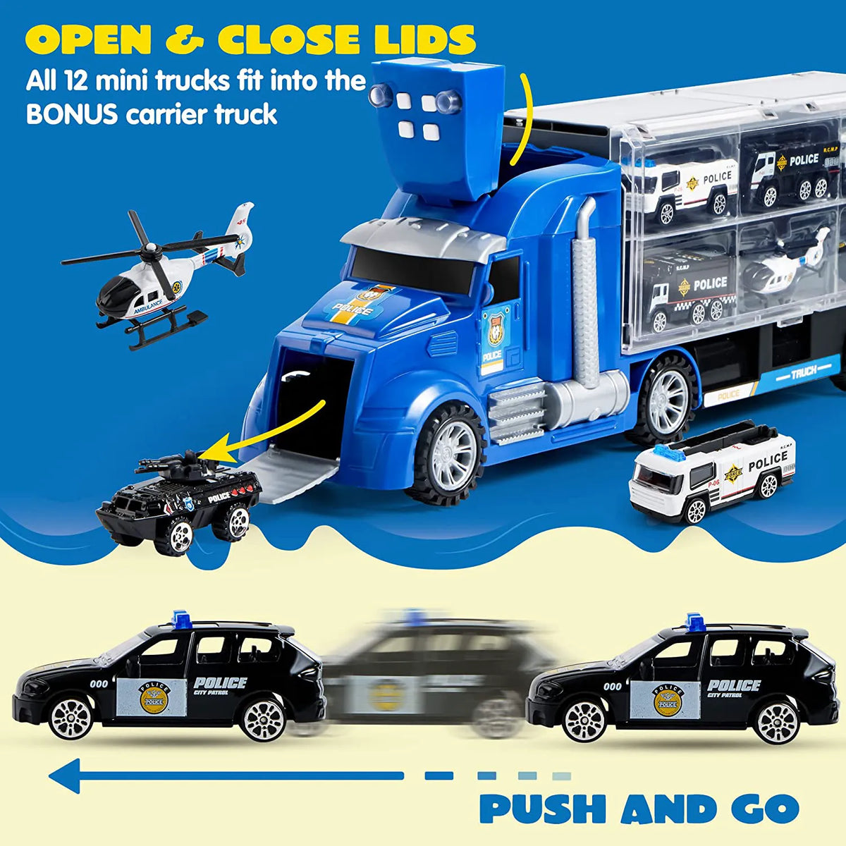 25-in-1 Police Carrier Truck Toy Set