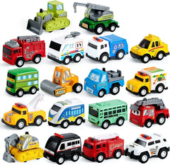 18-Piece Pull-Back City Cars and Trucks Toy Set