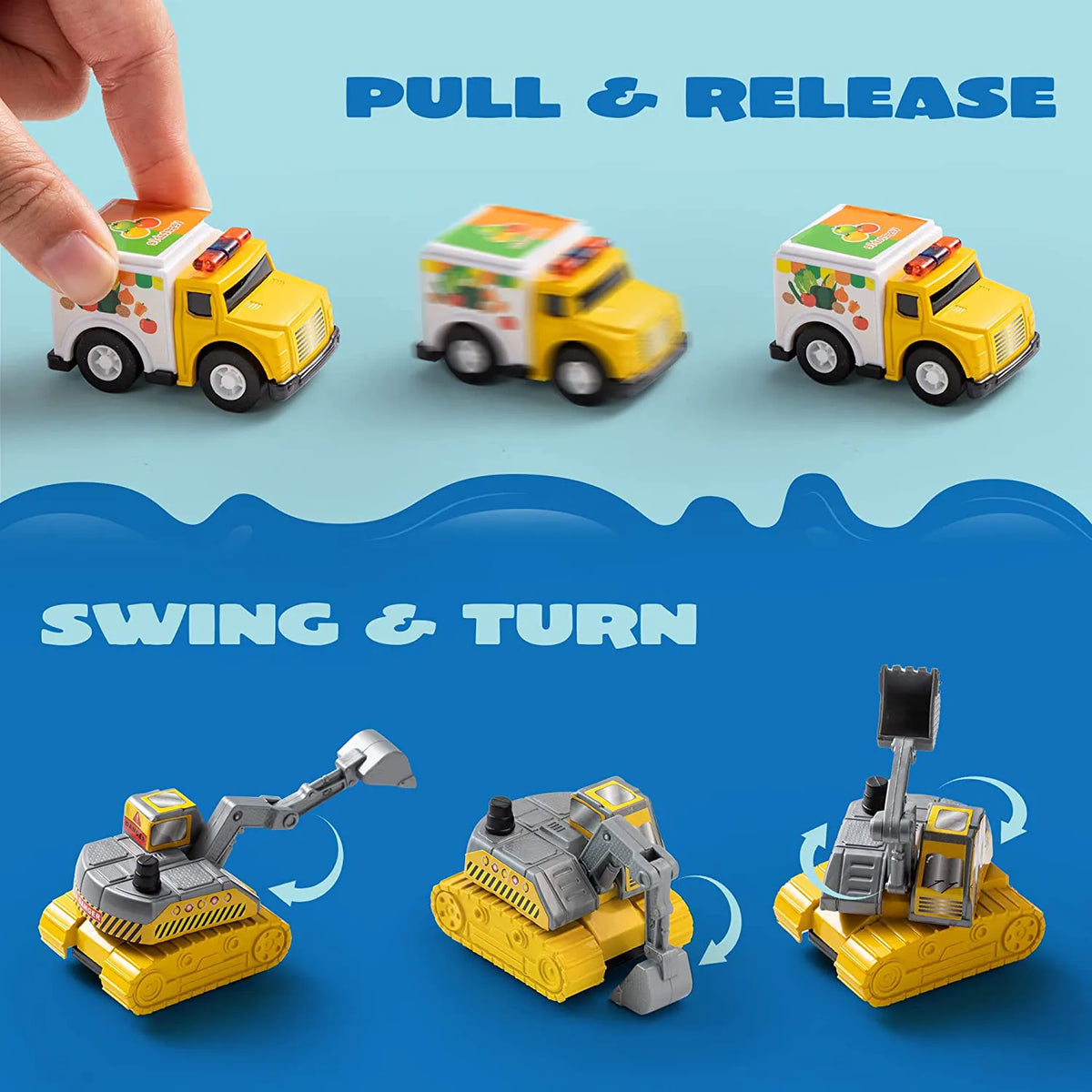 18-Piece Pull-Back City Cars and Trucks Toy Set