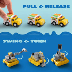 18-Piece Pull-Back City Cars and Trucks Toy Set