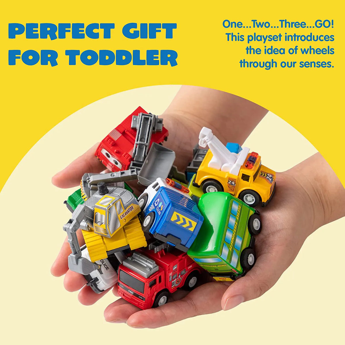 18-Piece Pull-Back City Cars and Trucks Toy Set