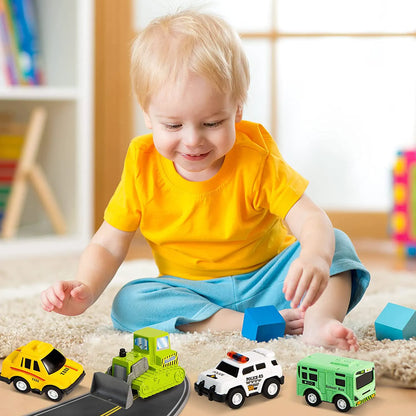 18-Piece Pull-Back City Cars and Trucks Toy Set
