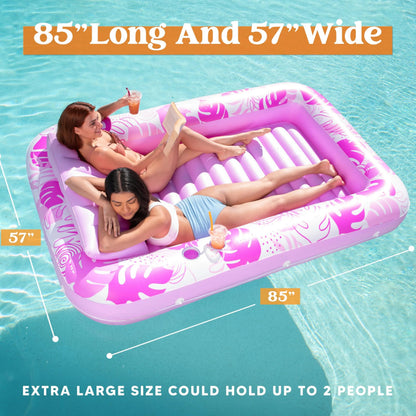 SLOOSH Extra Large Inflatable Tanning Pool & Yard Lounger with Cup Holder, Pink