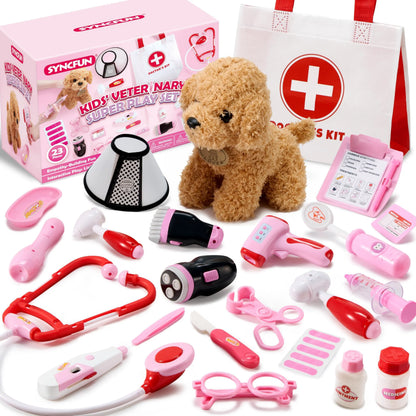 SYNCFUN 22-Piece Doctor & Veterinarian Playset for Kids