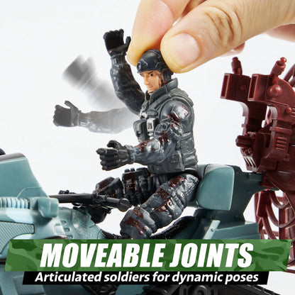 SYNCFUN Military Toy Set with Army Base, Vehicles & Action Figures