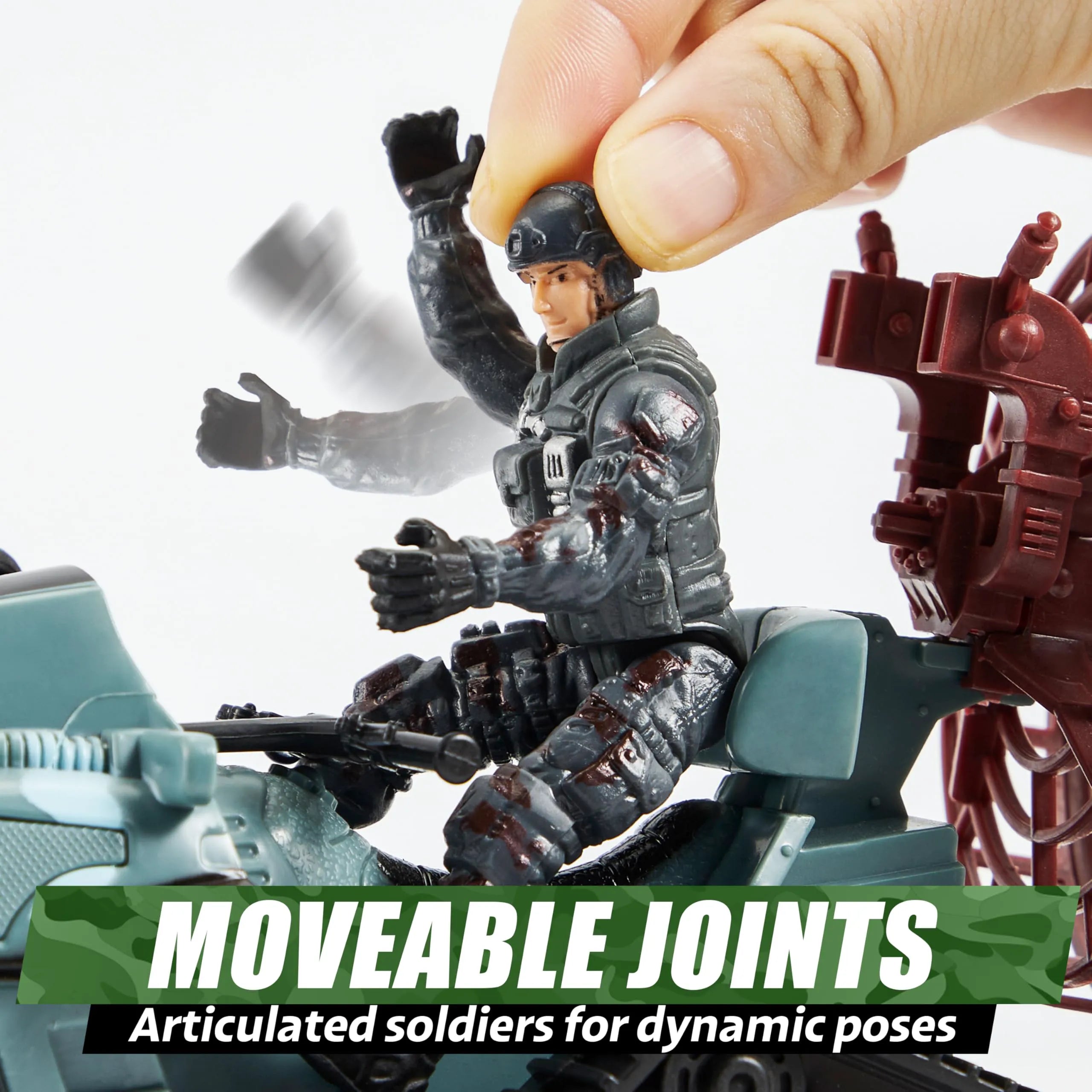 SYNCFUN Military Toy Set with Army Base, Vehicles & Action Figures