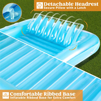 Sloosh-XL Inflatable Tanning Pool Lounge Float - 85x57 Inch Extra Large Sun Tan Tub for Adults