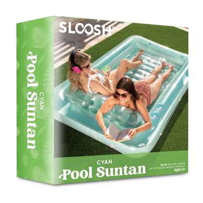 Sloosh-XL Inflatable Tanning Pool Lounge Float - 85" x 57" Extra Large Sun Tan Tub for Adults