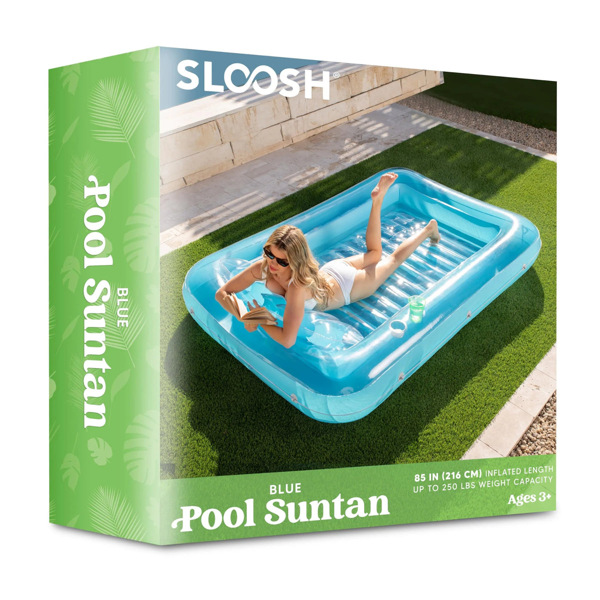 Sloosh-XL Inflatable Tanning Pool Lounge Float - 85x57 Inch Extra Large Sun Tan Tub for Adults