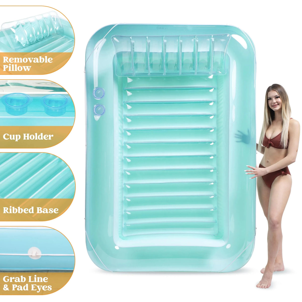 Sloosh-XL Inflatable Tanning Pool Lounge Float - 85" x 57" Extra Large Sun Tan Tub for Adults