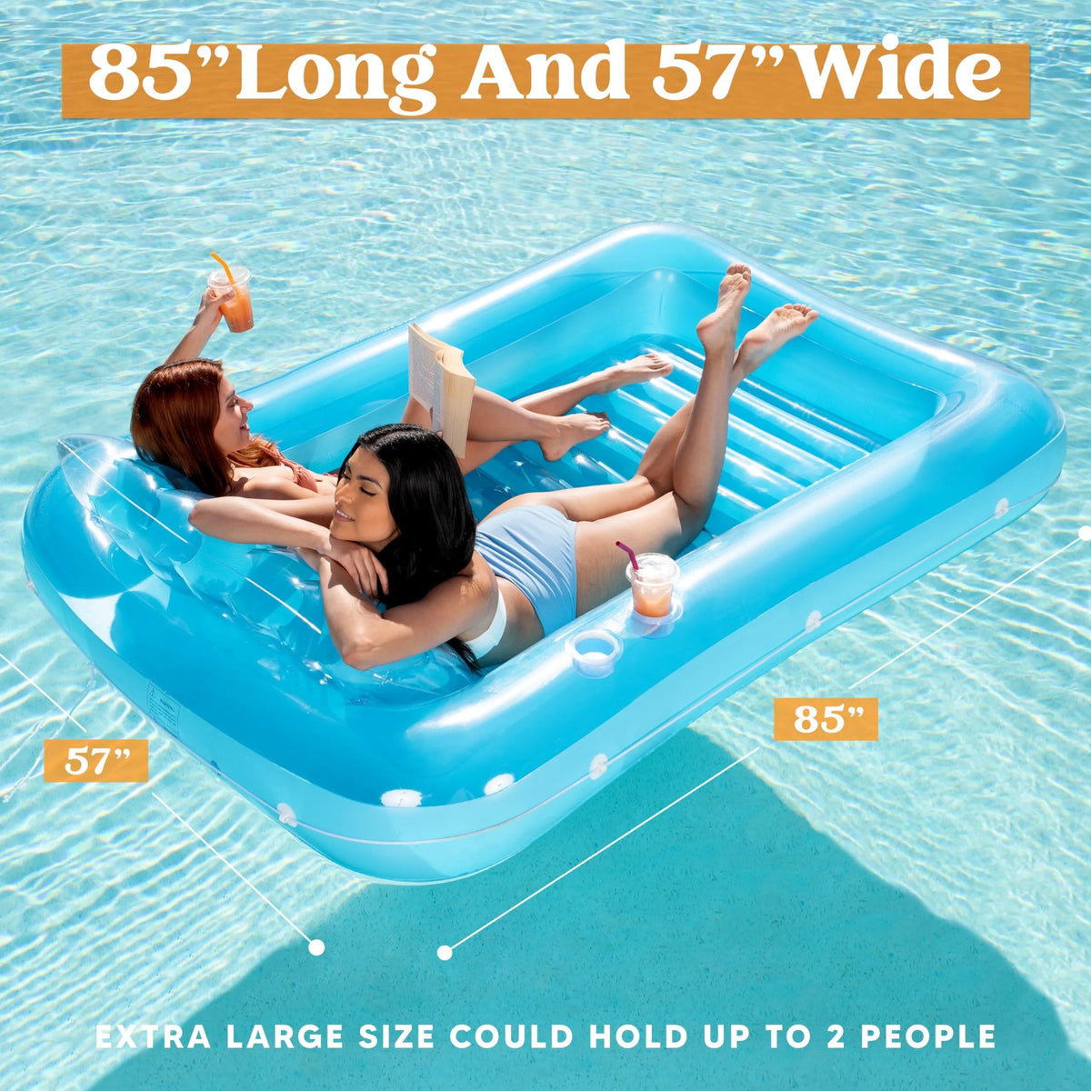 Sloosh-XL Inflatable Tanning Pool Lounge Float - 85x57 Inch Extra Large Sun Tan Tub for Adults