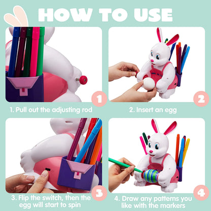 Pink Bunny Battery-Powered Egg Spinner Decorating Machine