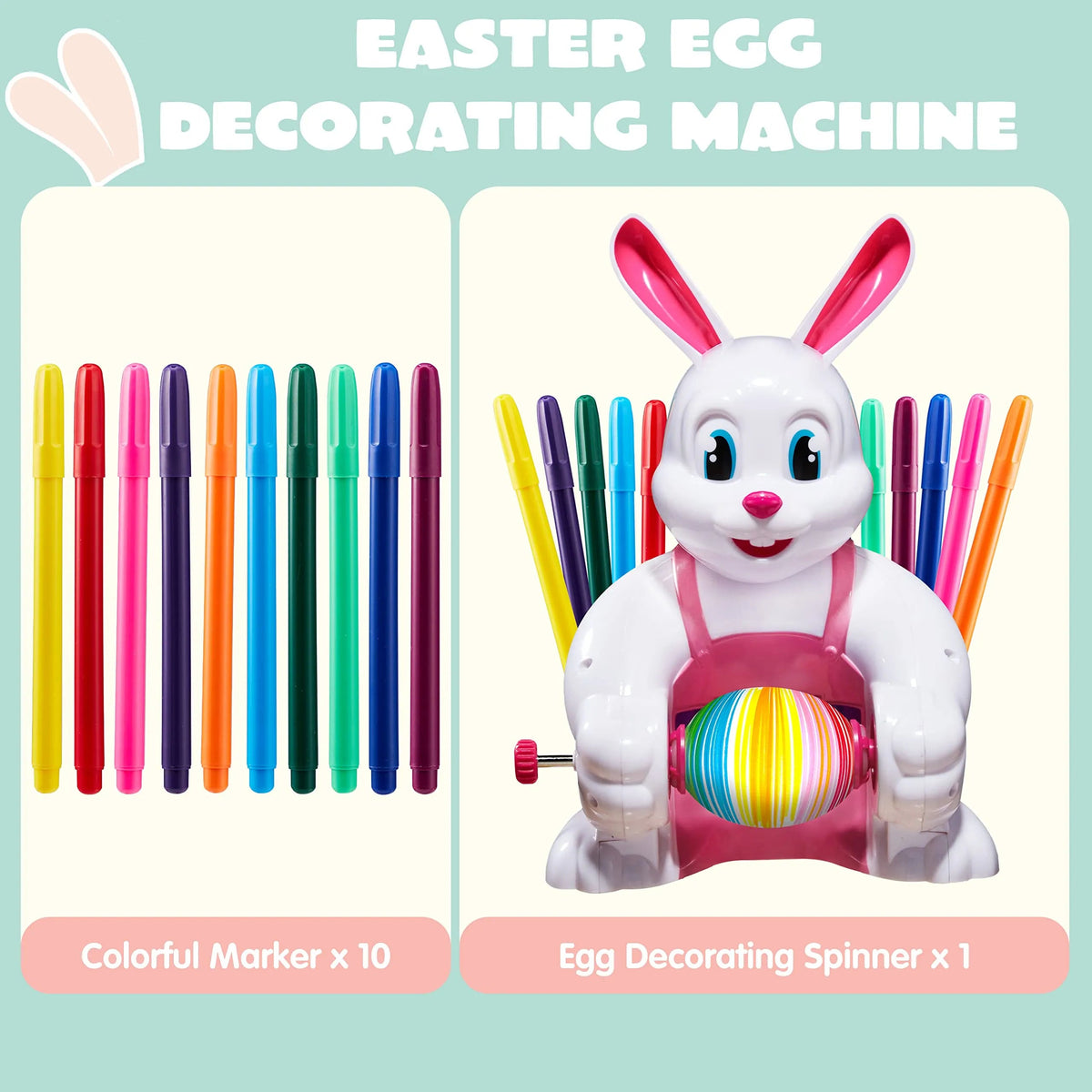 Pink Bunny Battery-Powered Egg Spinner Decorating Machine