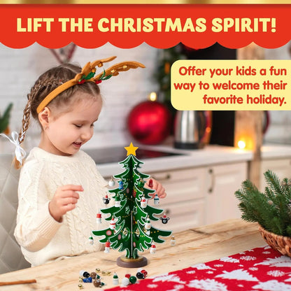 Wooden Christmas Advent Calendar Tree with 24 Ornaments