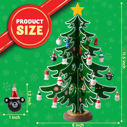 Wooden Christmas Advent Calendar Tree with 24 Ornaments