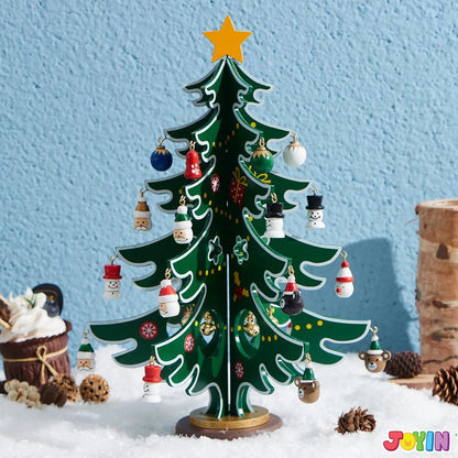 Wooden Christmas Advent Calendar Tree with 24 Ornaments