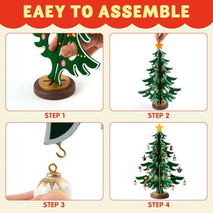 Wooden Christmas Advent Calendar Tree with 24 Ornaments
