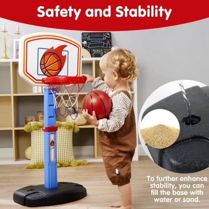 Toddler Basketball Arcade Game Set - Adjustable Hoop with 4 Balls