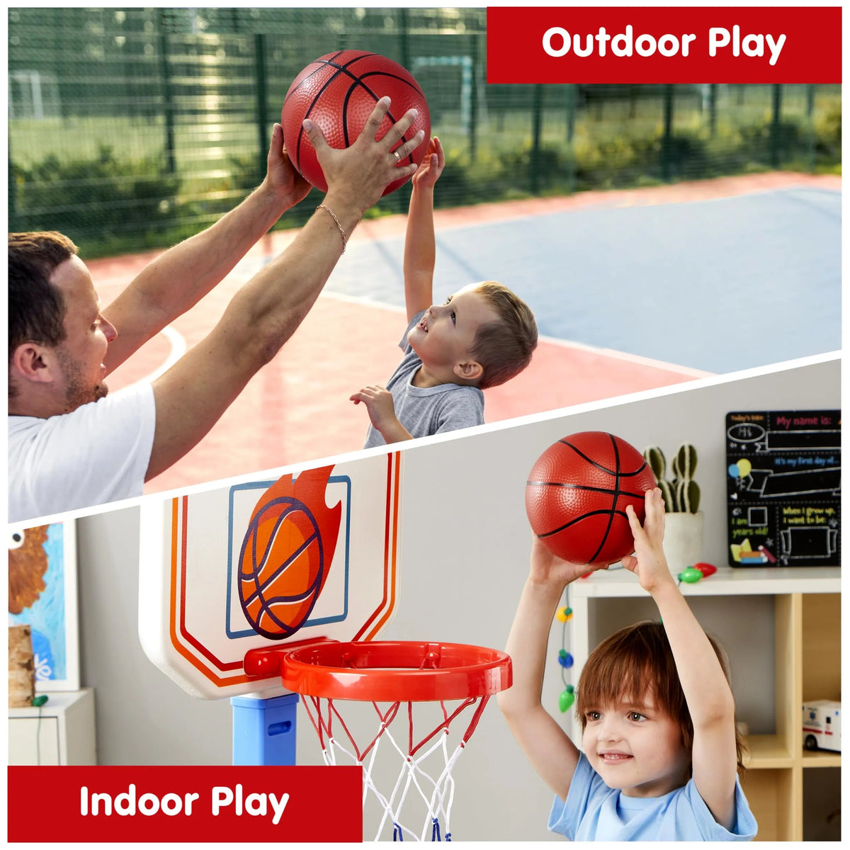 Toddler Basketball Arcade Game Set - Adjustable Hoop with 4 Balls