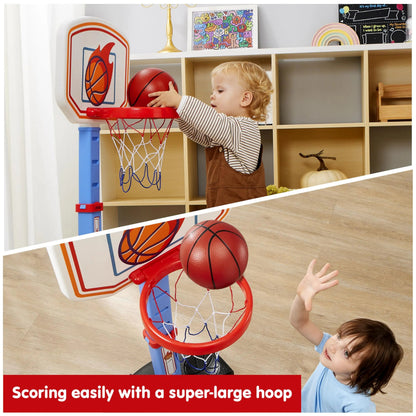 Toddler Basketball Arcade Game Set - Adjustable Hoop with 4 Balls