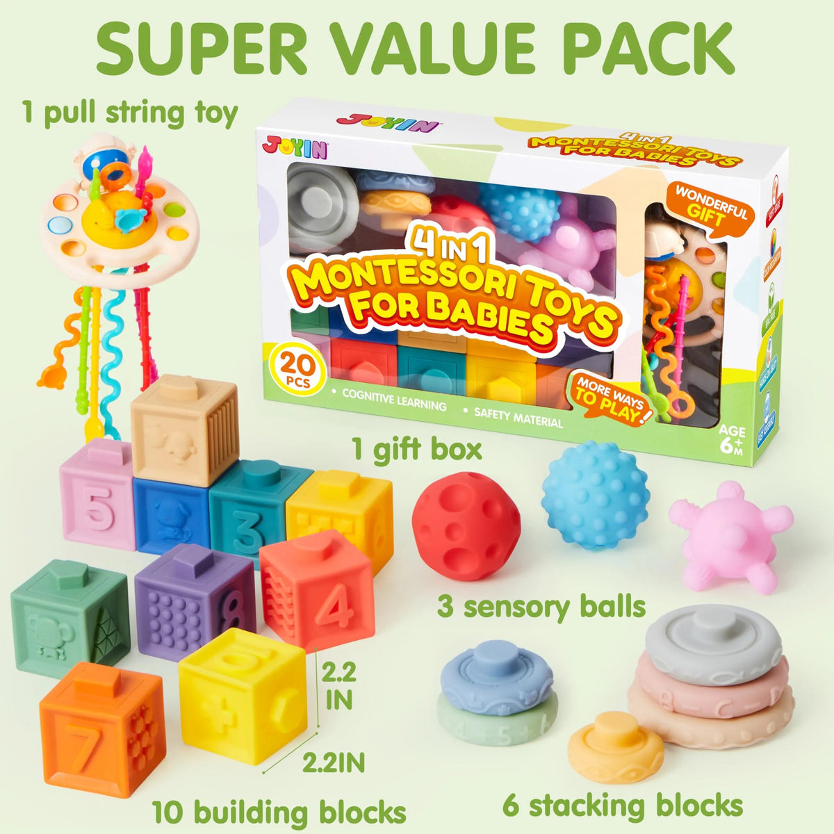 20-Piece Montessori Toys for Toddlers 6-12 Months