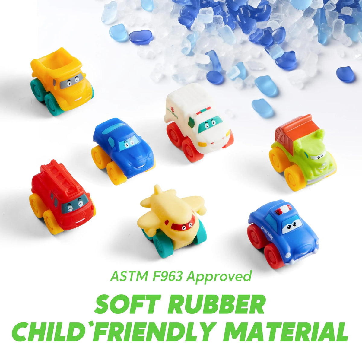 8-Pack Rubber Cartoon Cars for Toddlers with Play Mat