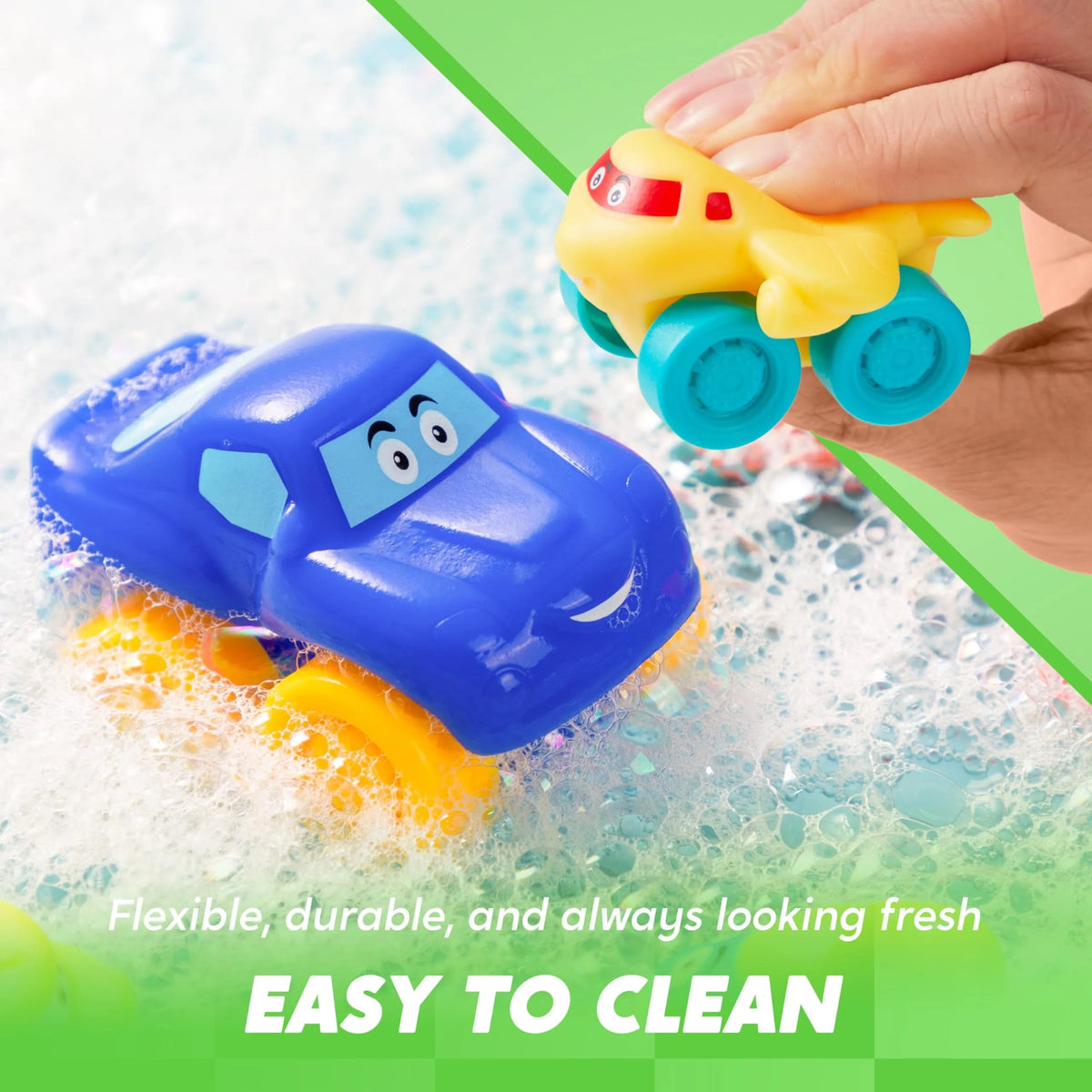 8-Pack Rubber Cartoon Cars for Toddlers with Play Mat
