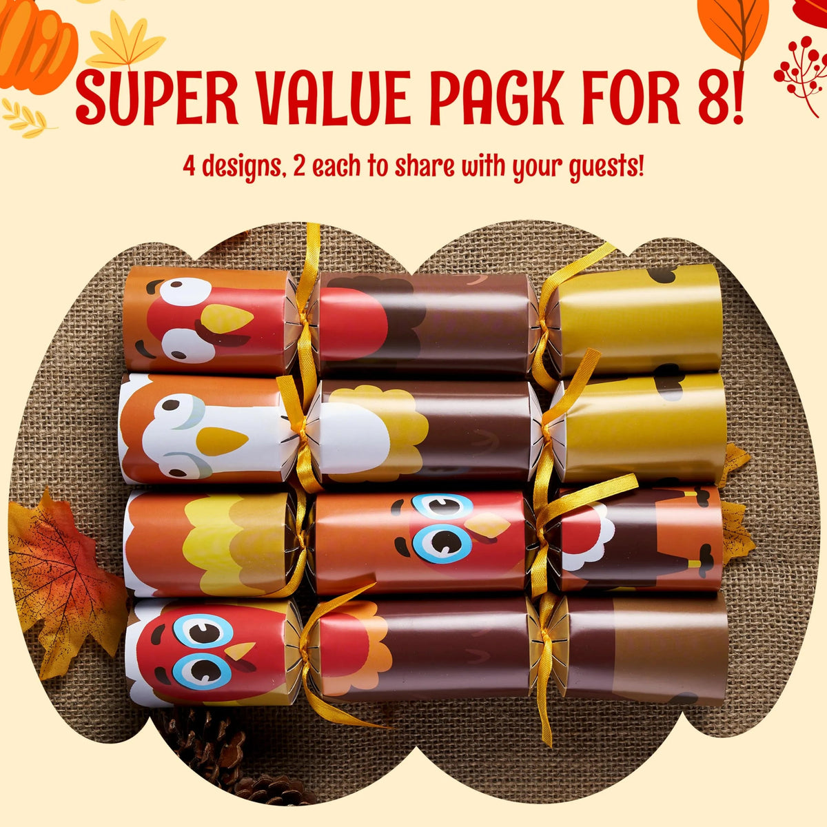 8-Pack Thanksgiving Party Table Favors Set