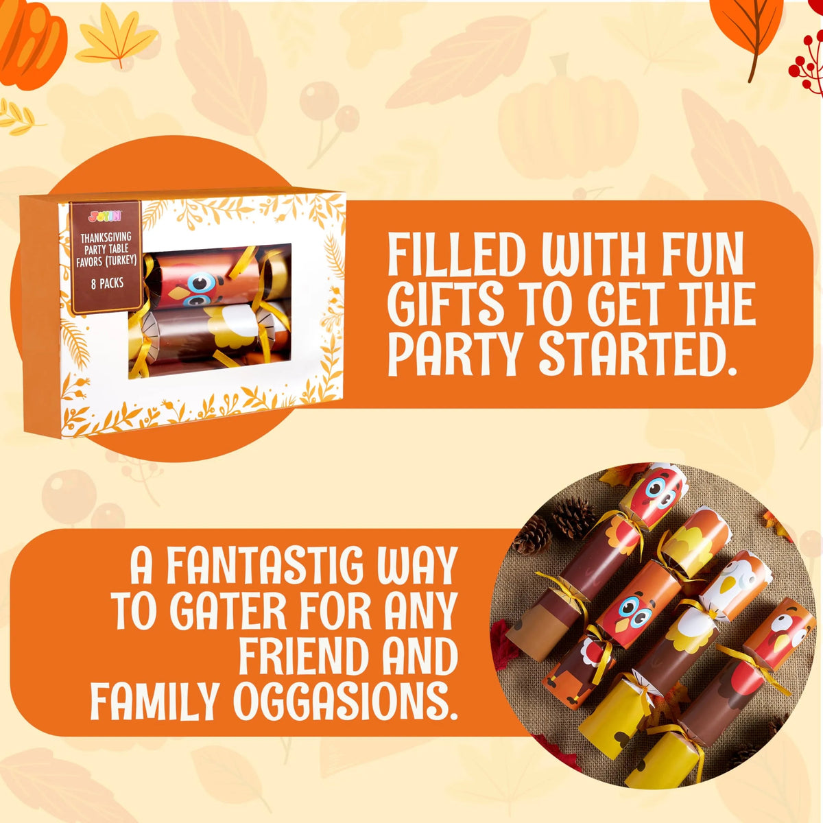 8-Pack Thanksgiving Party Table Favors Set