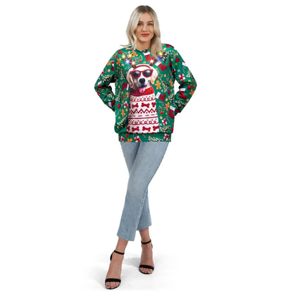 Unisex LED Light-Up Reindeer Puppy Christmas Sweatshirt